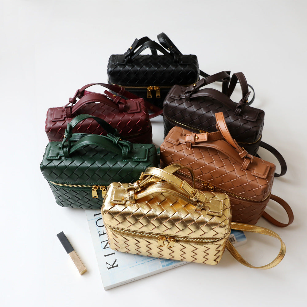 Handwoven Mini Square Bag for Women Summer Shoulder Crossbody Handbag, Celebrity-Inspired Versatile Purse with Artisan Woven Texture