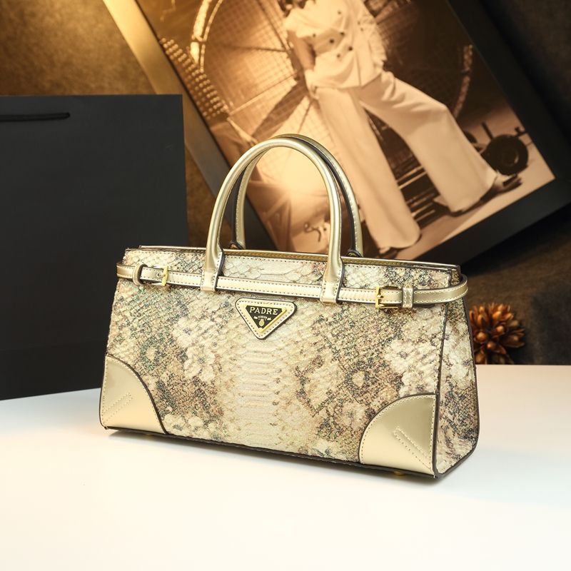 Chic Snake-Effect Birkin-Inspired Tote Bag for Women, Premium High-End Top-Handle Crossbody Shoulder Handbag with Sophisticated Versatile Design, Ideal Everyday Purse for Mom