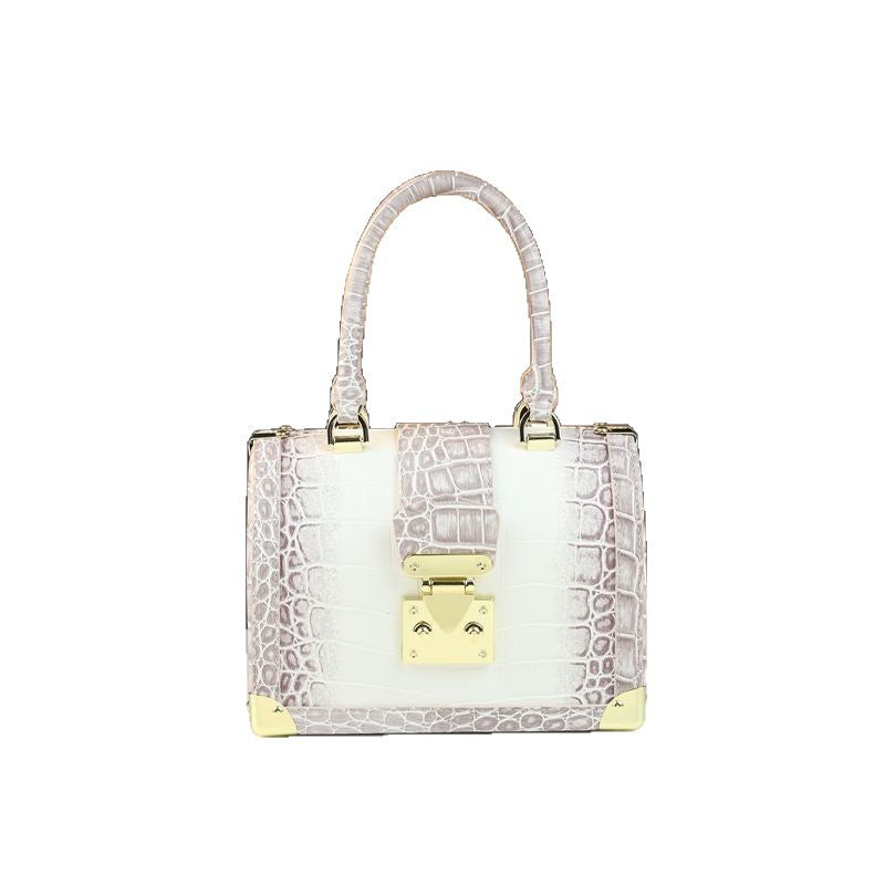 New Arrival Croc-Effect Doctor Bag for Women, An Elegant Top-Handle Crossbody Shoulder Handbag with Exquisite Genuine Leather & High-End Trendy Design