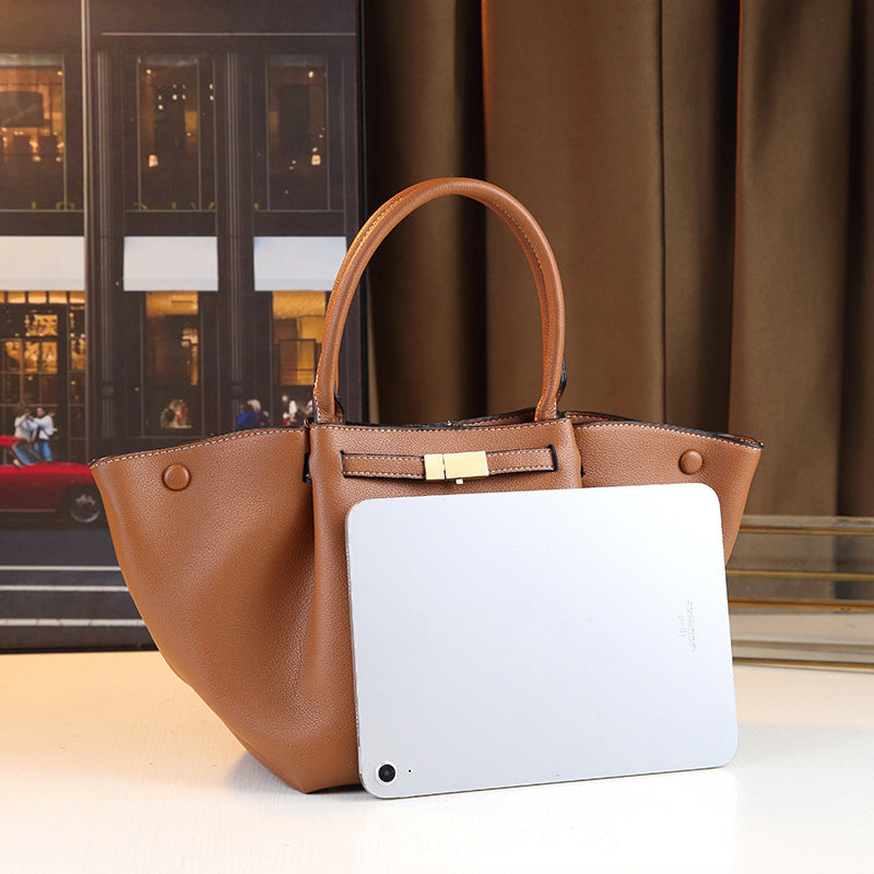 Wing Tote Bag for Women Minimalist Pleated Shoulder Underarm Handbag, Premium Fashion Purse with Elegant Draped Silhouette