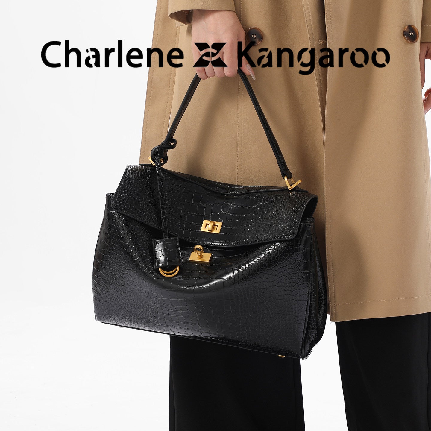 New Arrival Kelly-Inspired Croc-Effect Tote Bag for Women, A Large Capacity Commuter Shoulder Crossbody Handbag with Premium Versatile Design