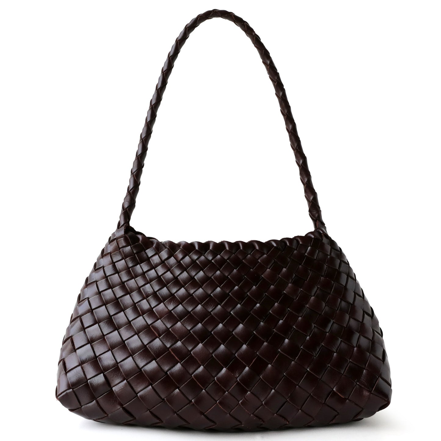 Top Layer Cowhide Handwoven Basket Bag for Women Light Luxury French Vintage Shoulder Underarm Handbag, Genuine Leather Purse with Artisan Texture