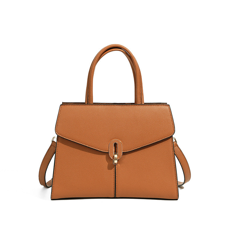 New Red Kelly-Style Light Luxury Bag, Genuine Leather Commute Top Handle Purse, Premium Fashionable Handbag for Women