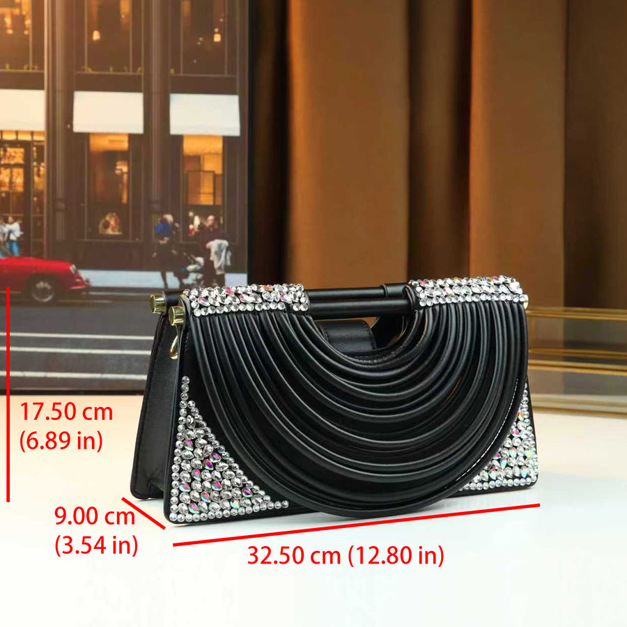 Chanel-Style Rhinestone Embellished Tote Bag for Women Fall Winter Evening Shoulder Crossbody Handbag, Sparkly Glamorous Purse with Premium Design