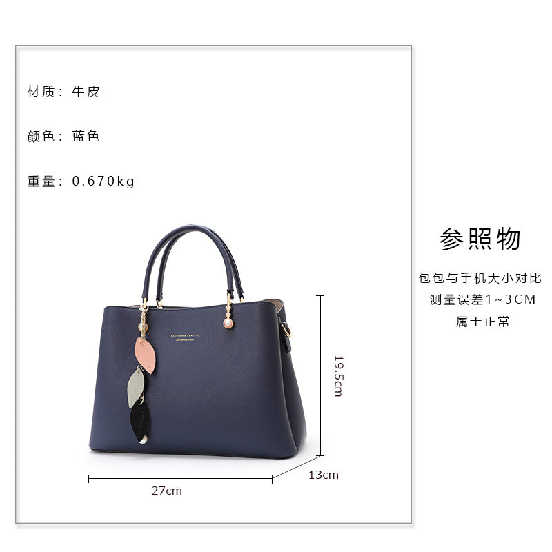 New Light Luxury Genuine Leather Mom Bag, Crossbody Shoulder Top Handle Purse, Premium Commute Handbag for Women