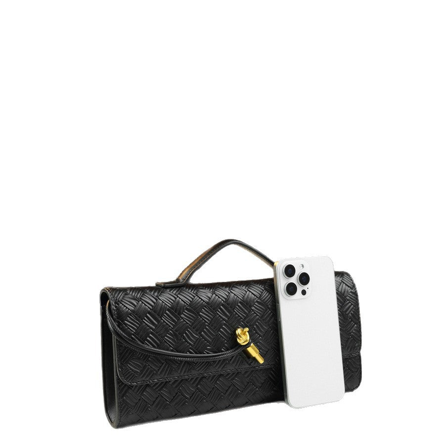 New Arrival Hand-Woven Line Pattern Evening Bag for Women, A Horizontal Baguette Clutch with High-End Look & Fashionable Design