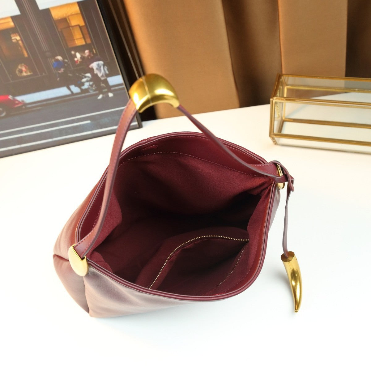 Maillard Style Bucket Bag for Women Large Capacity Fall Shoulder Handbag, Elegant Solid Color Purse for Everyday Going-Out