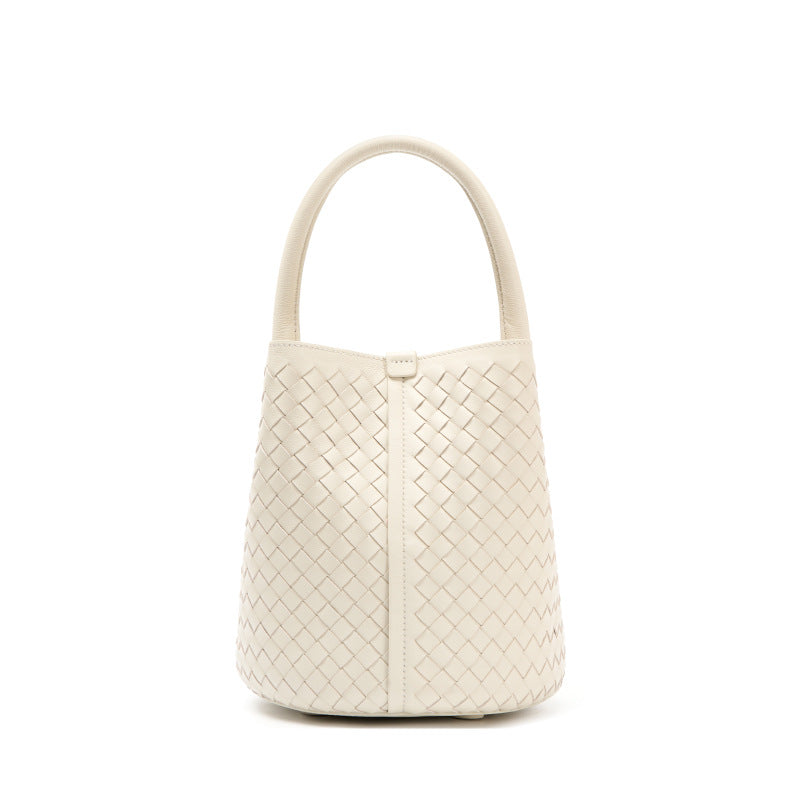 Handwoven Solid Color Mother-Child Bucket Bag, Trendy Casual Shoulder Crossbody Purse, Versatile Handbag for Women