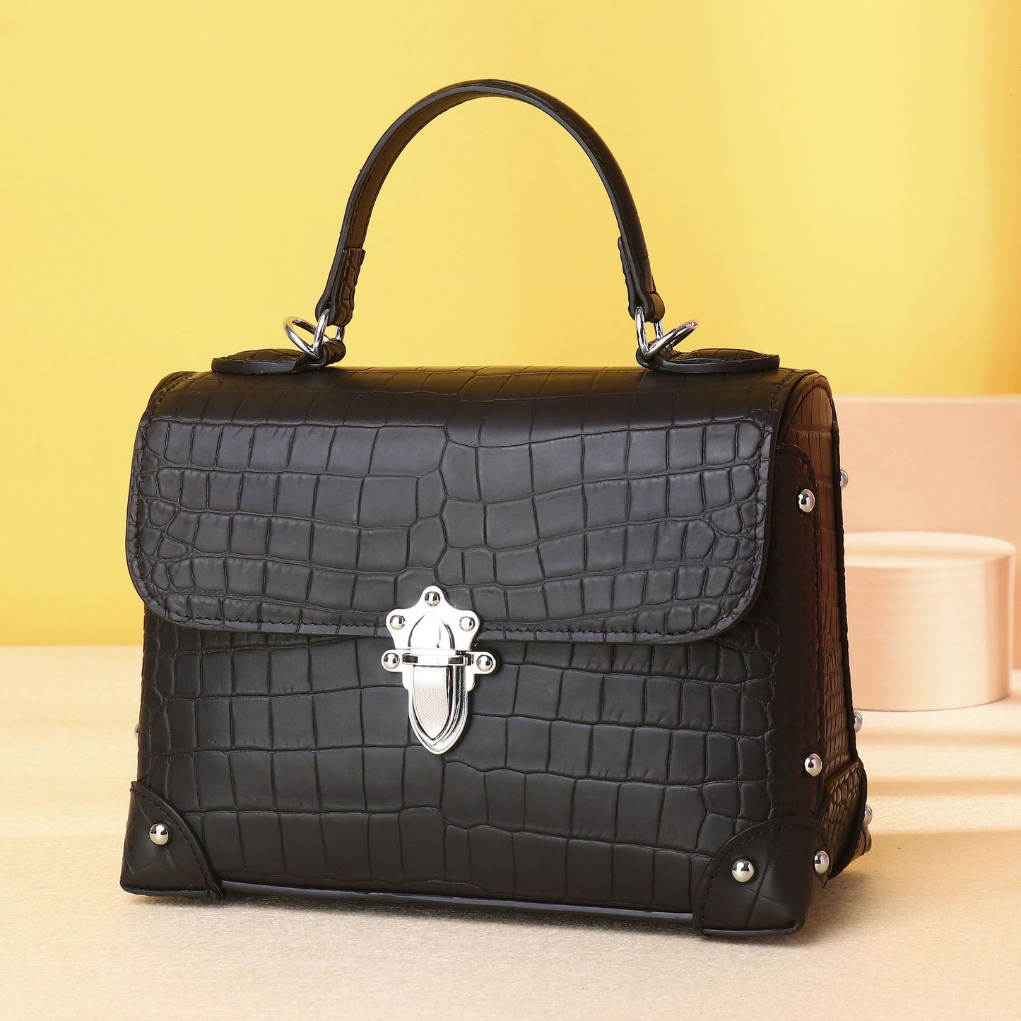 New Arrival Matte Croc-Effect Box Bag for Women, A Classic Top-Handle Shoulder Crossbody Handbag with High-End Fashionable Design, Perfect Everyday Purse