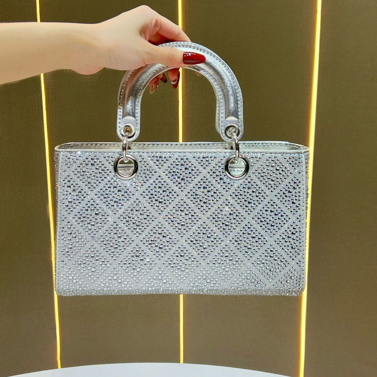 Dazzling Rhinestone-Embellished Lady-Style Bag for Women, A Crystal-Studded Crossbody Shoulder Top-Handle Handbag, Perfect for Banquets Evening Parties & Formal Events