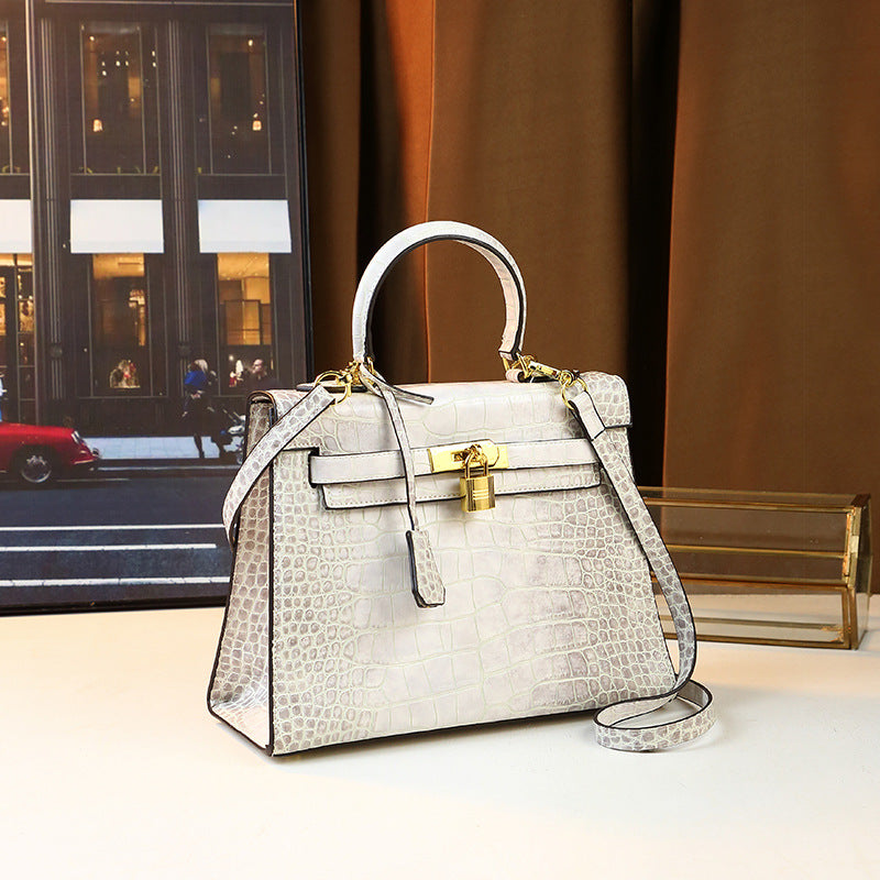 New Arrival Croc-Effect Kelly-Inspired Commuter Bag for Women, A Unique Versatile Top-Handle Shoulder Crossbody Handbag with Elegant Business Design, Perfect for Daily & Work
