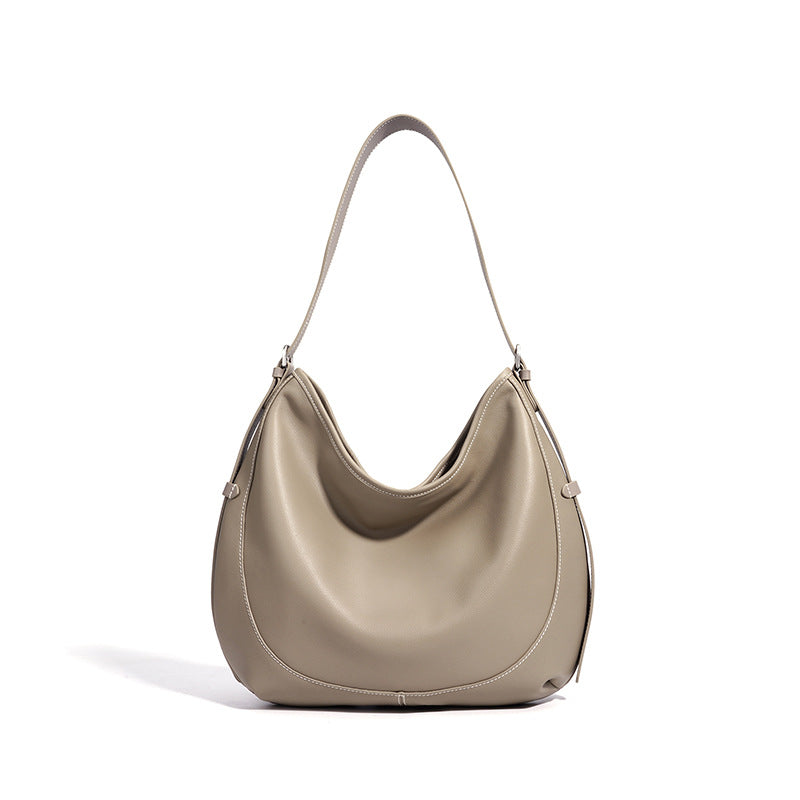 Slouchy Relaxed Genuine Leather Large Capacity Bag, European Original Niche Underarm Shoulder Crossbody Purse, Unique Handbag for Women