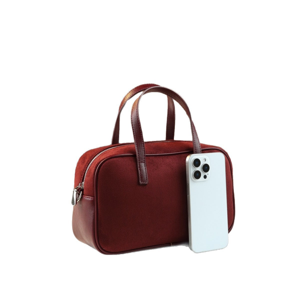 Suede Boston Tote Bag Set for Women Shoulder Crossbody Handbag with Detachable Sub-Bag, Niche Versatile Purse with Soft Texture