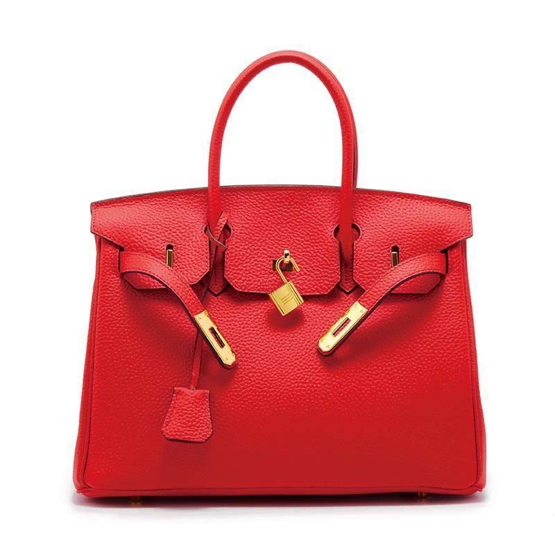 Genuine Top Layer Pebbled Leather Birkin-Style Large Capacity Handbag for Women, New Arrival Kelly-Style Top Handle Purse, Elegant Chic Tote Bag for Ladies