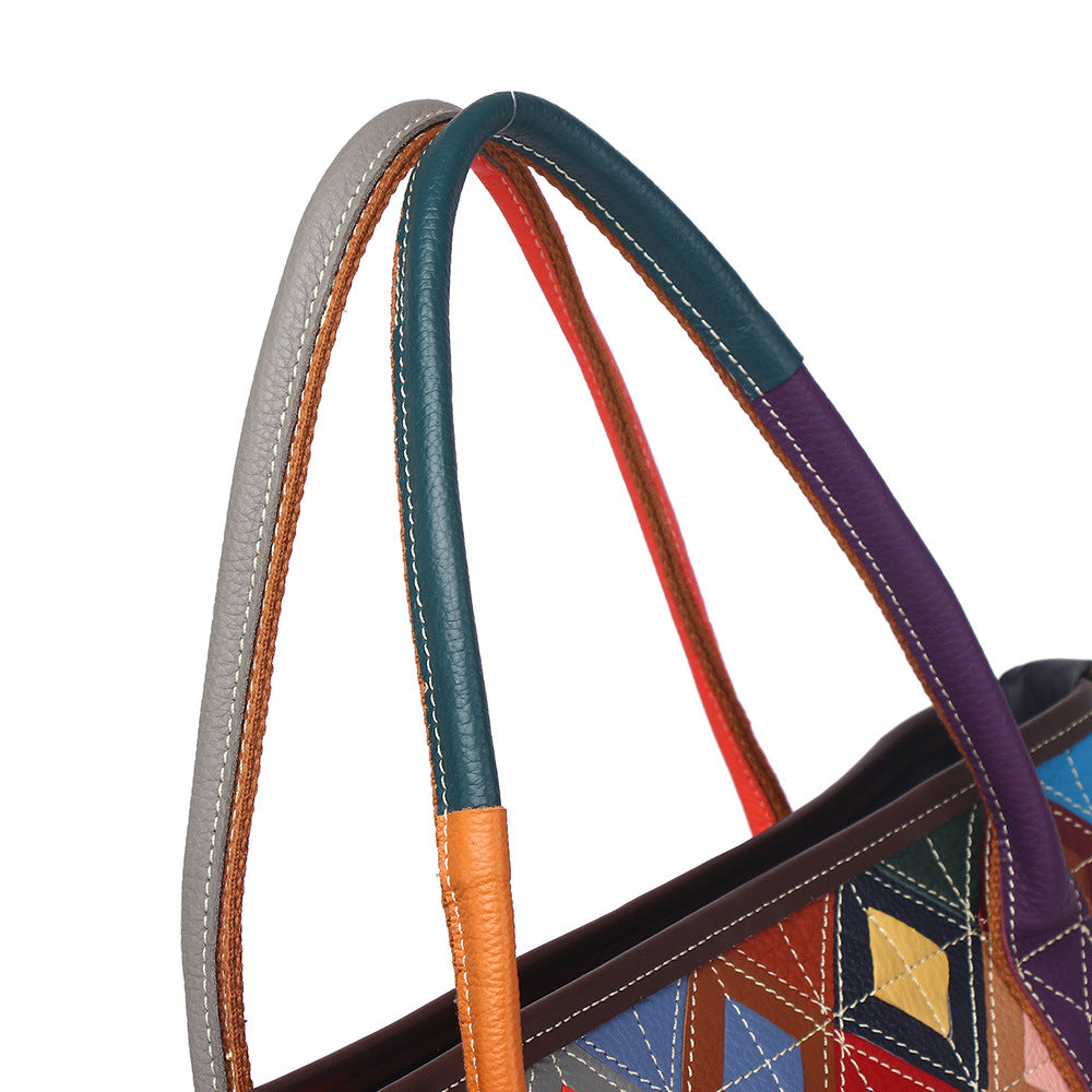 Genuine Top Layer Cowhide Diamond Quilted Tote Bag for Women, New Shoulder Crossbody Top Handle Handbag, Versatile Everyday Purse for Ladies
