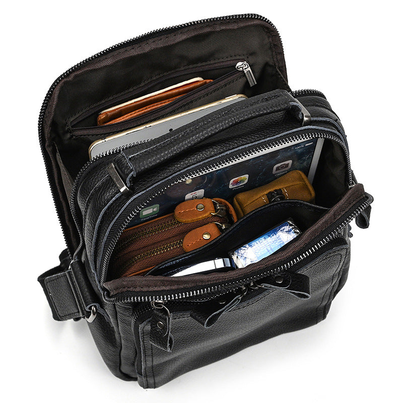 Genuine Leather Shoulder Crossbody Bag for Men, Top Handle iPad Pouch, Minimalist Fashionable Casual Bag for Men