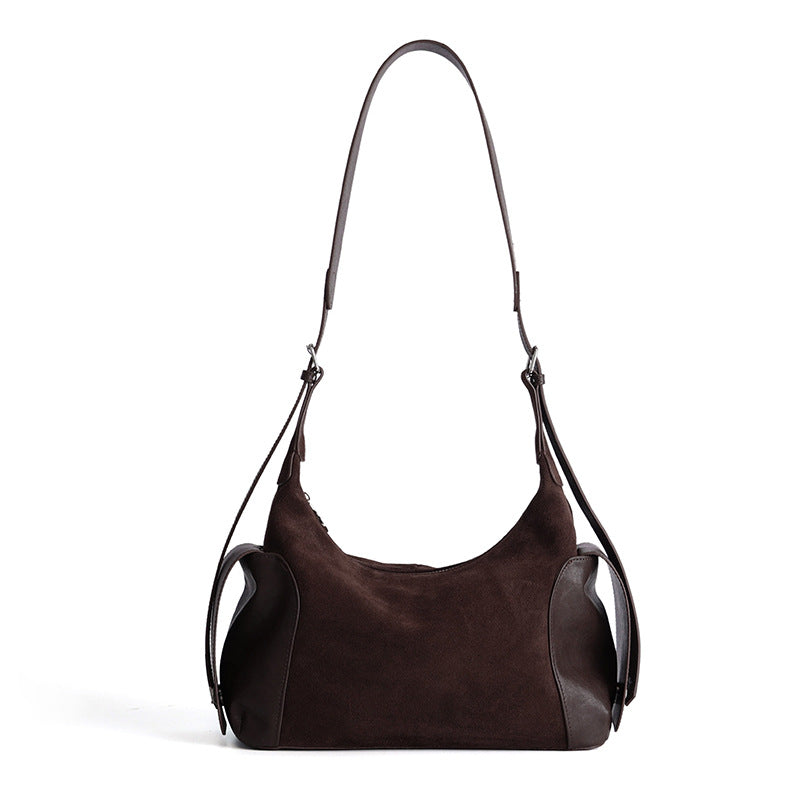 Top Layer Cowhide Hobo Tote Bag for Women Large Capacity Fall Winter Shoulder Crossbody Handbag, Slouchy Genuine Leather Purse with Versatile Commuter Style