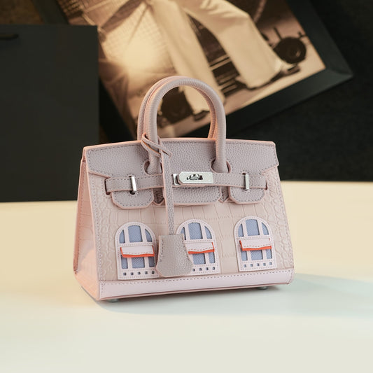 New Arrival Minimalist Birkin-Inspired Tote Bag for Women, Genuine Leather Color-Blocked Top-Handle Shoulder Crossbody Handbag with Versatile Design, Perfect Commuter Purse