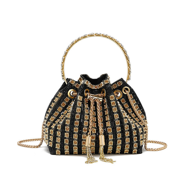 New Rhinestone Evening Top-Handle Bag for Women, Fashionable Crystal-Studded Shoulder Crossbody Purse, Stylish Handbag with Sparkly Design