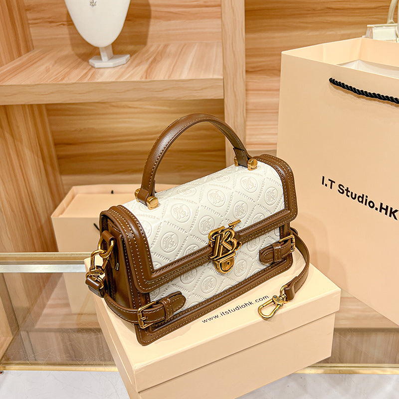 Genuine Leather Small Square Bag for Women, New Trendy Versatile Shoulder Crossbody Top Handle Purse, Fashionable Summer Handbag for Ladies
