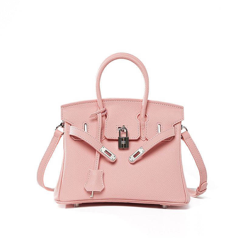 Premium Top-Layer Cowhide Leather Tote Bag for Women, Textured Grain Finish with Spacious Large Capacity, Unique Boutique Handbag with Turn-Lock Closure