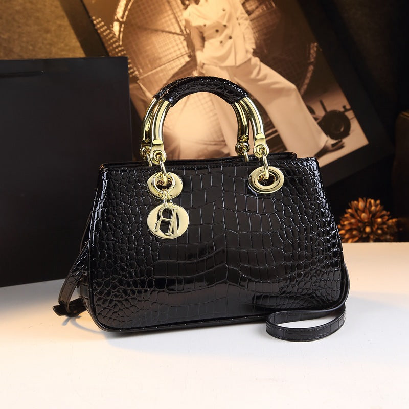 New Arrival Lady-Inspired Croc-Effect Genuine Leather Bag for Women, A Large Fall/Winter Shoulder Crossbody Handbag with Trendy Design