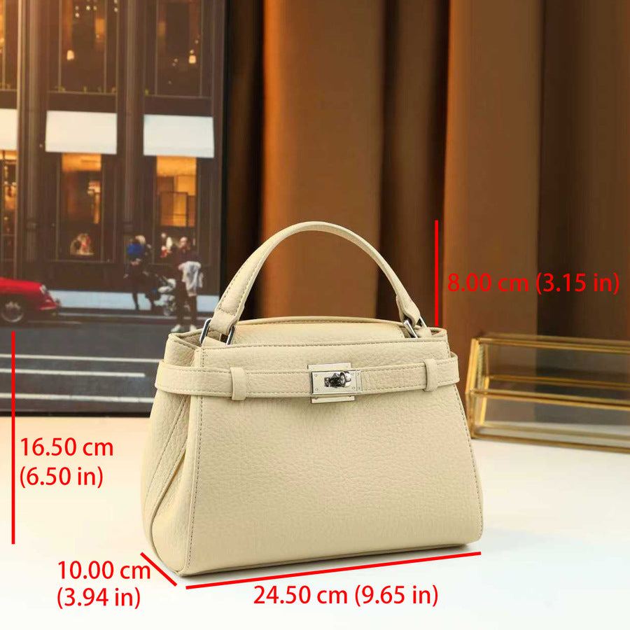 Soft Pebble Grain Leather Kelly Bag for Women Commuter Shoulder Crossbody Handbag, Premium Elegant Purse with Timeless Style