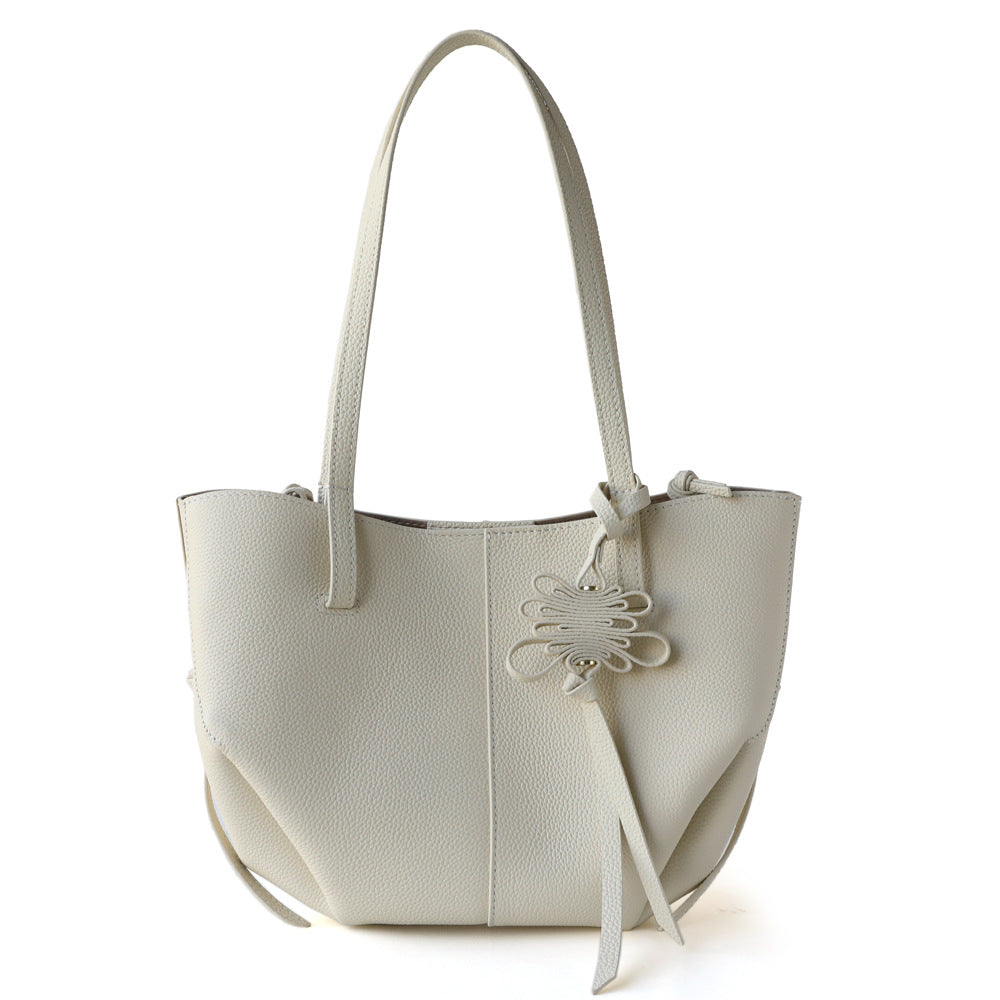 Top Layer Cowhide Pleated Wing Tote Bag for Women Commuter Shoulder Handbag, Premium Genuine Leather Purse with Elegant Draped Design
