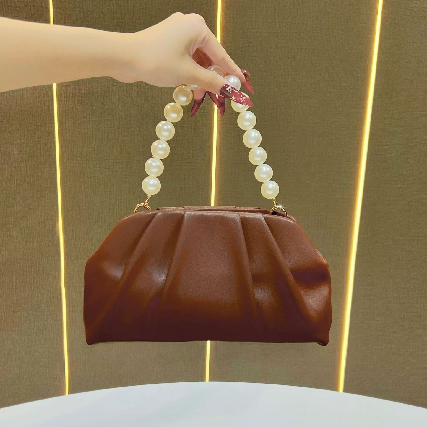 Women's Trendy Solid Color Top-Handle Bag, Casual Clutch Purse for Cheongsam Qipao Dress, Versatile Unique Handbag