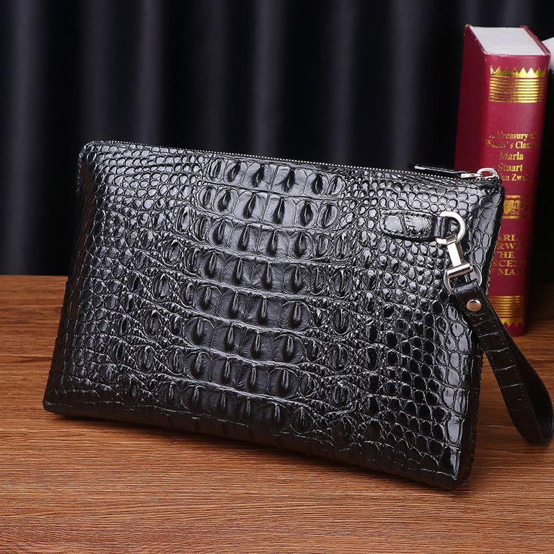 New Arrival Croc-Effect Hand-Stitched Large Clutch Bag for Men, A Business Envelope Wallet with Spacious Capacity & Professional Design, Perfect for Work