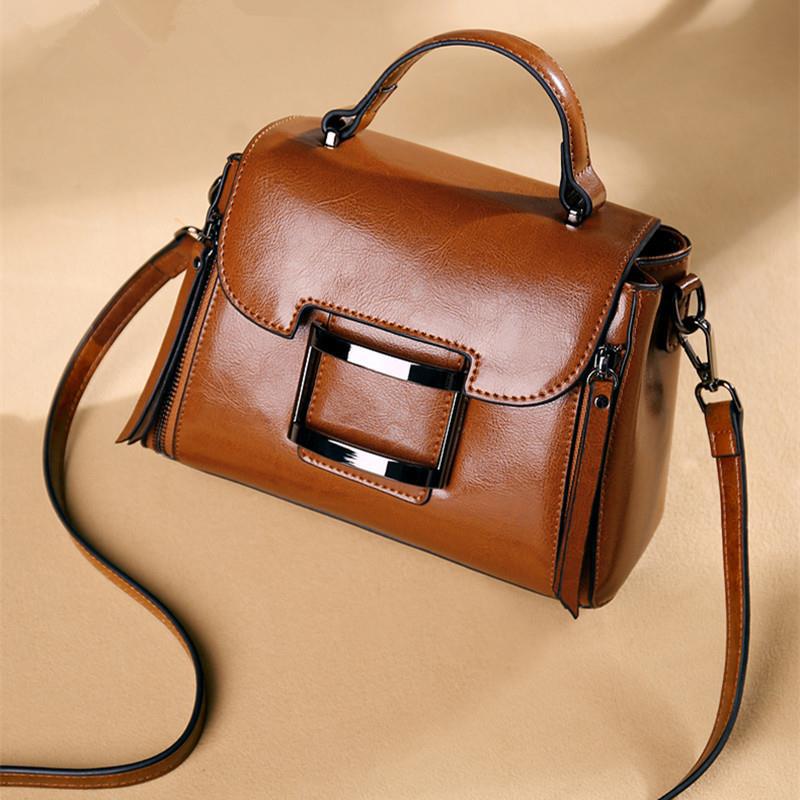 Genuine Leather Vintage Top Handle Handbag for Women, New Fashionable Shoulder Crossbody Purse, Trendy Bag for Ladies