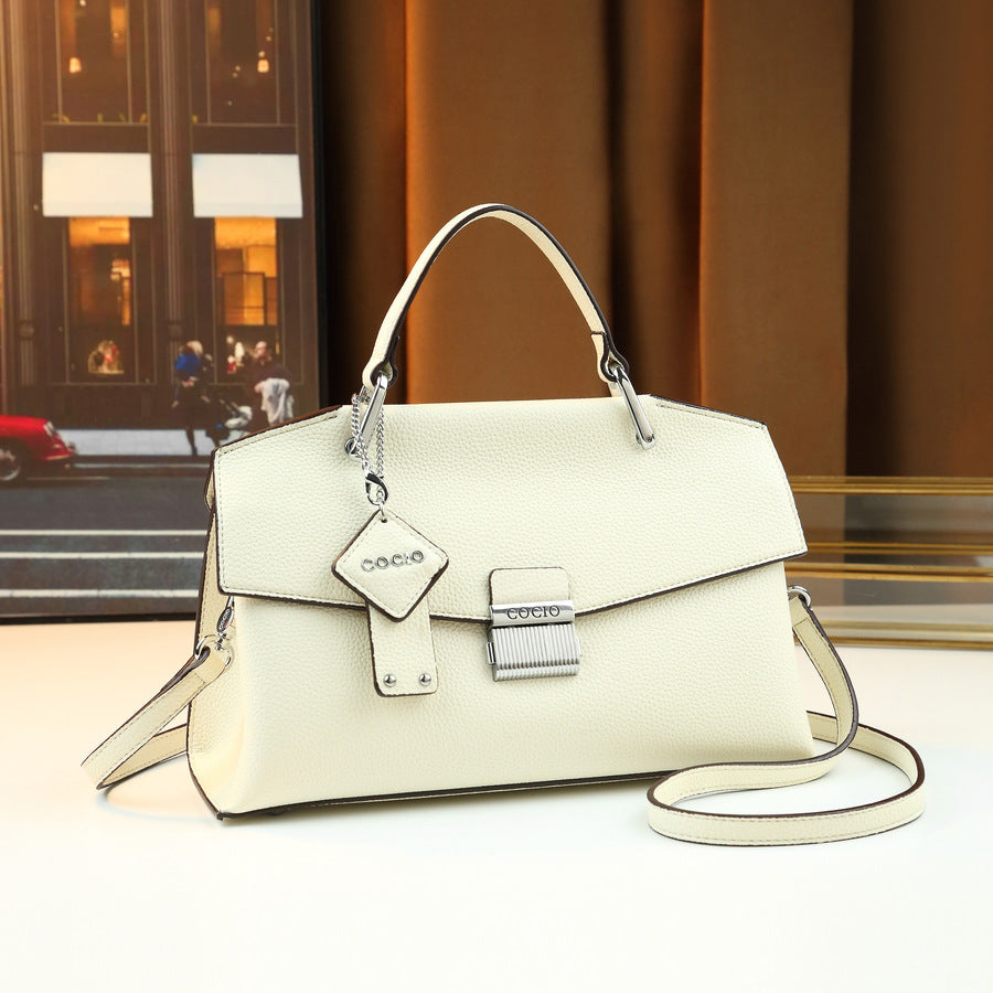 Himalayan White Messenger Bag for Women Premium Textured Shoulder Crossbody Handbag, Elegant Versatile Purse with Clean Sophisticated Design