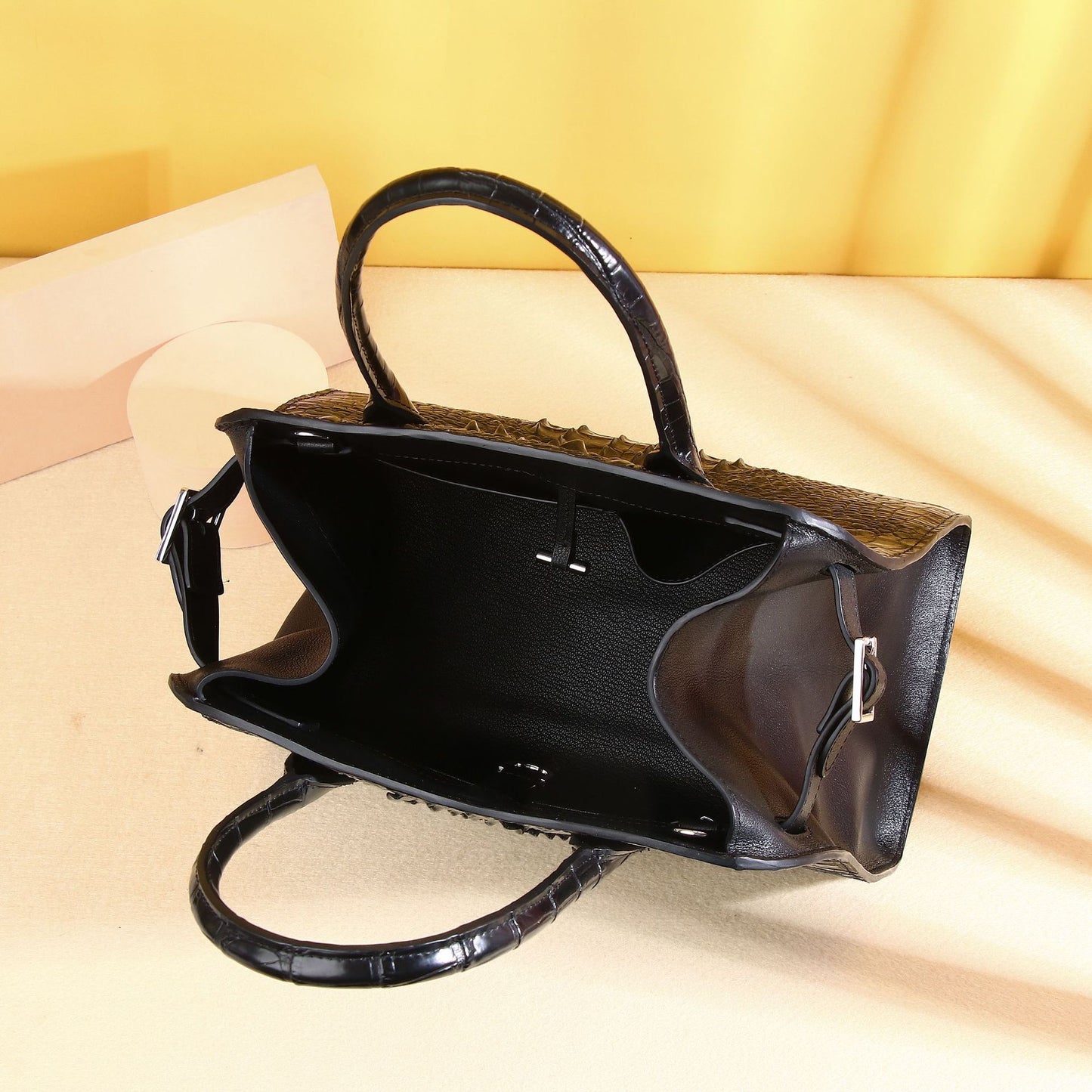 New Arrival Siamese Croc-Effect Genuine Leather Garden Tote for Women, A Fashionable Top-Handle Shoulder Crossbody Handbag with Trendy Design