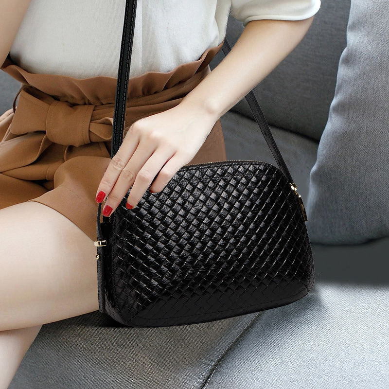 Multi-Layer Woven Genuine Leather Bag, Versatile Shoulder Crossbody Purse, Fashionable Cowhide Mom Handbag for Women