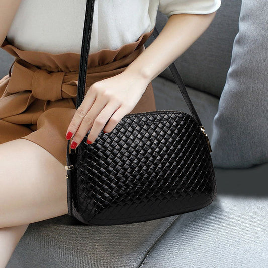 Multi-Layer Woven Genuine Leather Bag, Versatile Shoulder Crossbody Purse, Fashionable Cowhide Mom Handbag for Women