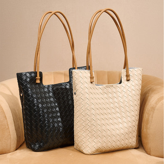 Handwoven Tote Bag for Women Minimalist Versatile Large Capacity Shoulder Handbag, Premium Natural Texture Purse with Trendy Design