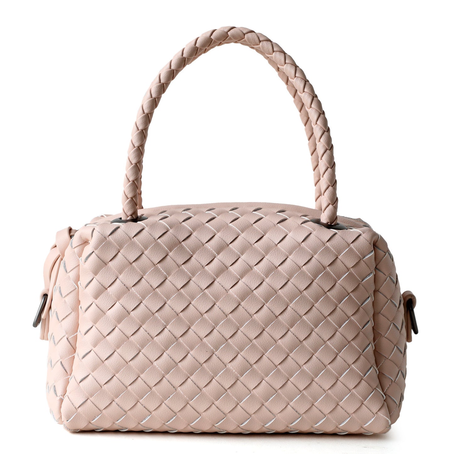 Handwoven Genuine Leather Boston Pillow Bag for Women Shoulder Crossbody Handbag, Premium Artisan Purse with Classic Silhouette
