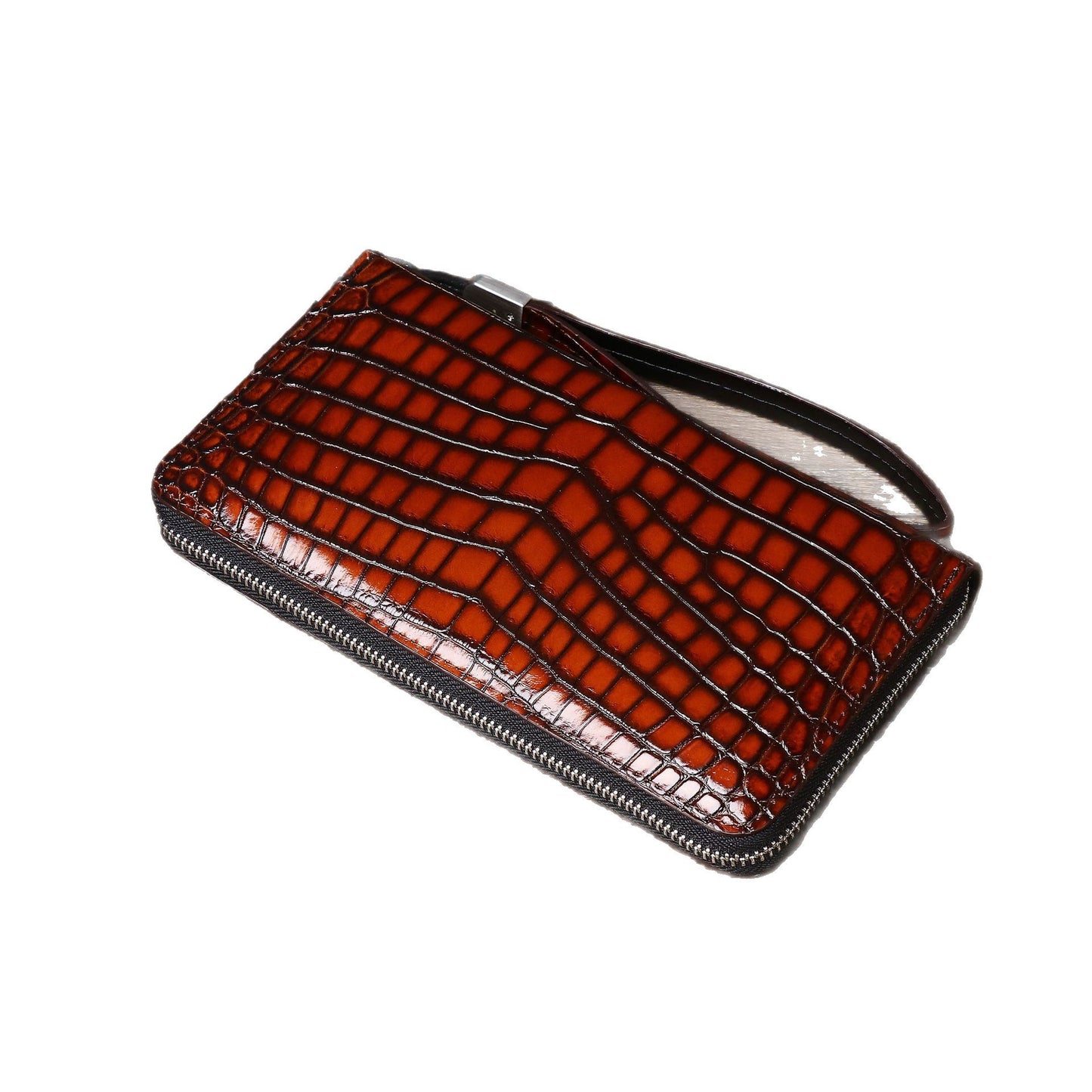 New Arrival Distressed Croc-Effect Clutch Wallet for Men, A Fashionable Classic Handheld Bag with Multiple Card Slots & Spacious Design