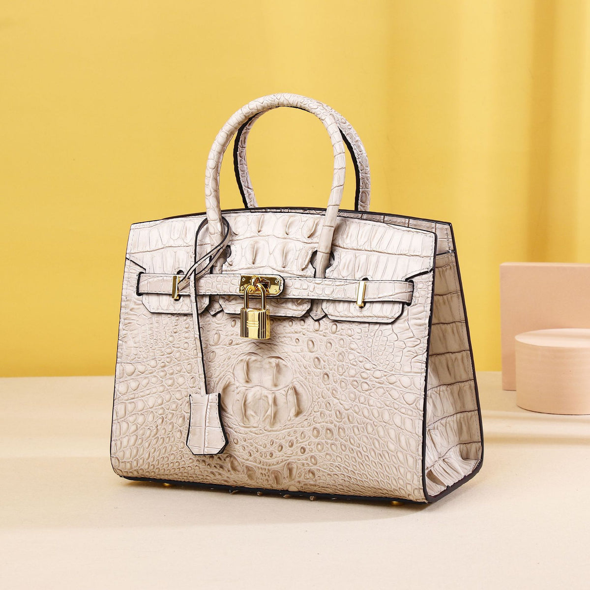 Chic Croc-Embossed Birkin-Inspired Tote Bag for Women, Large Capacity Wristlet Handbag with Versatile Classic Design, Perfect Everyday Purse
