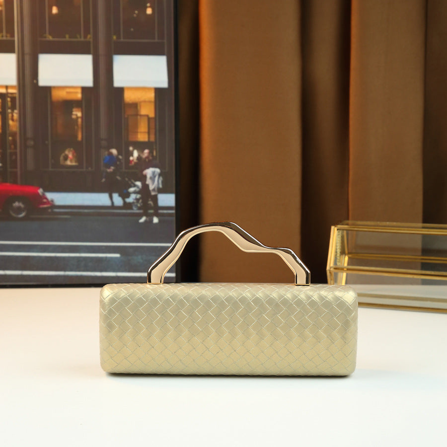 New Arrival Wave Metal Handle Baguette Bag for Women, A Woven Shoulder Crossbody Handbag with Premium Trendy Design