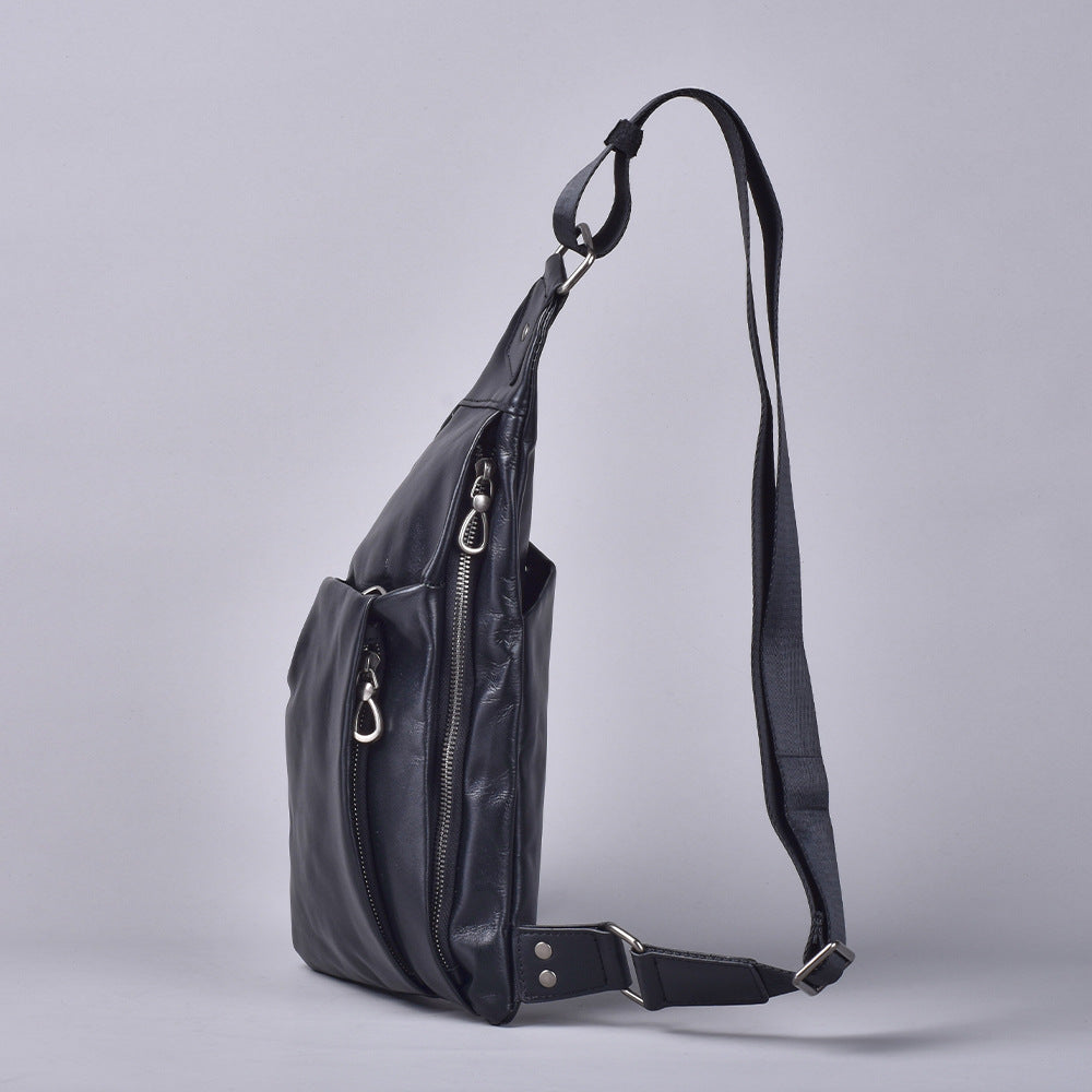 Premium Top-Layer Cowhide Leather Chest Bag for Men | Multi-Functional Shoulder Waist Pack with Durable Hardware | Versatile Hands-Free Cross-Body Bag for Daily Commute, Travel & Outdoor Adventures | Stylish & Practical Genuine Leather Accessory for