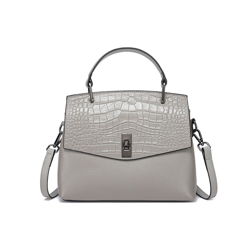New Arrival Croc-Effect Genuine Leather Small Square Bag for Women, A Premium Top-Layer Cowhide Shoulder Handbag with Elegant Design, Perfect Gift for Mom
