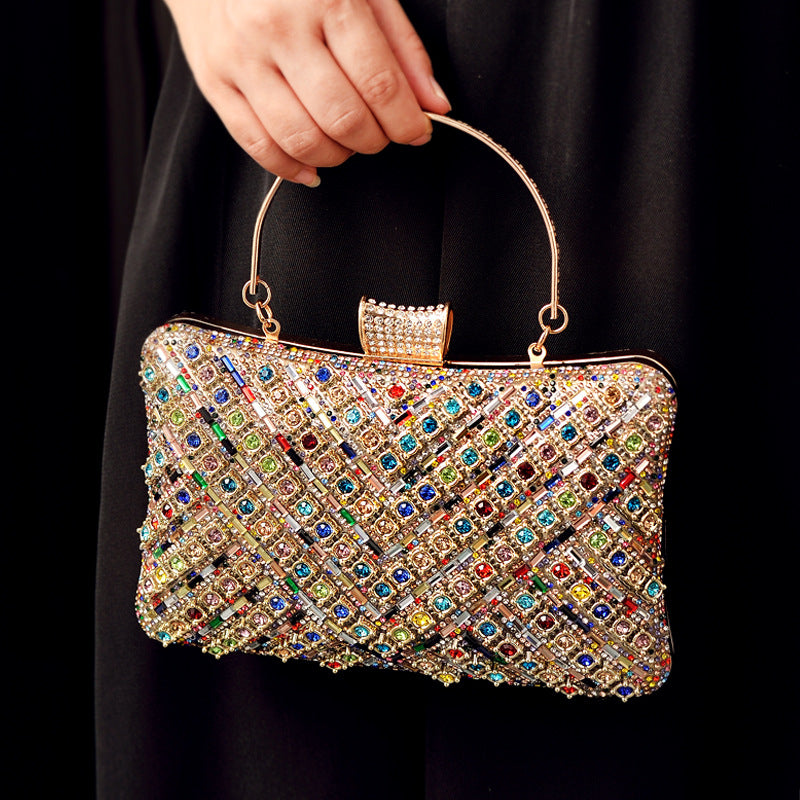 Dazzling Colorful Rhinestone Evening Bag for Women, A Premium Sparkly Banquet Purse with Fashionable Crystal Design, Perfect for Special Occasions
