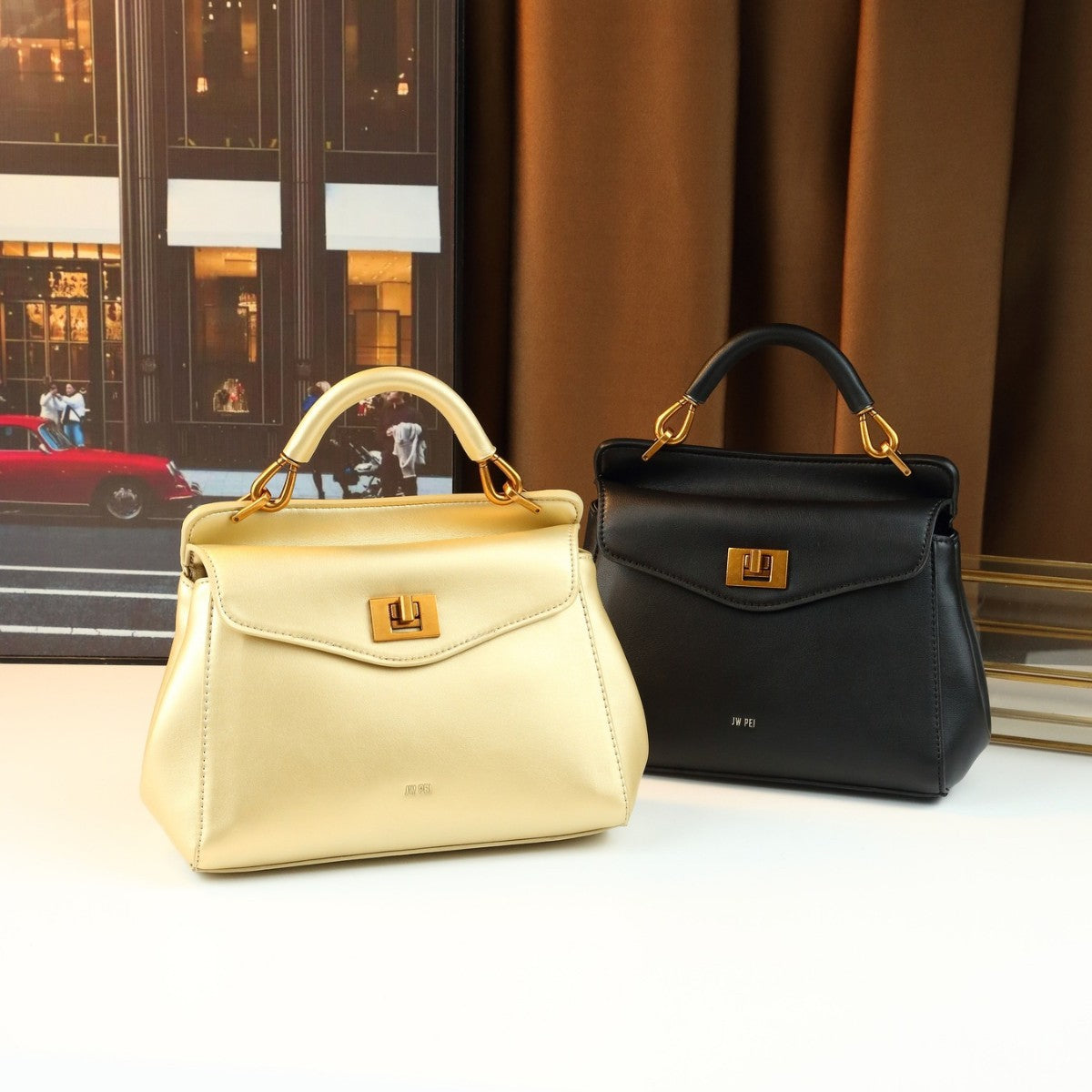 Ultra-Soft Leather Lock Buckle Mini Square Bag for Women Light Luxury Shoulder Crossbody Handbag, Premium Commuter Purse with Elegant Hardware