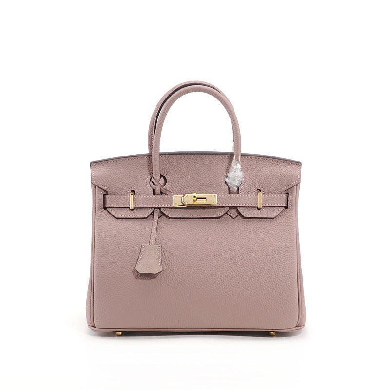 Genuine Top Layer Pebbled Cowhide Birkin-Style Bag for Women, Large Capacity Commute Top Handle Shoulder Crossbody Purse, Premium Leather Handbag for Ladies