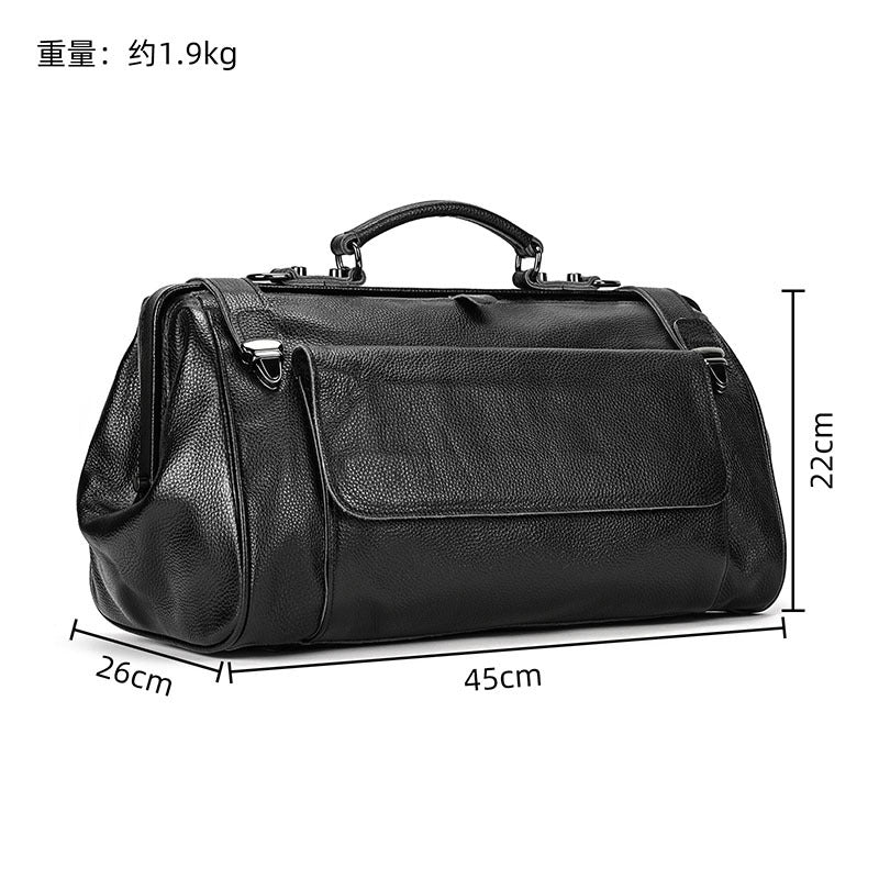 Vegetable-Tanned Leather Short Trip Business Duffle, Unisex Shoulder Crossbody Travel Bag, Trendy Top Handle Luggage for Men and Women