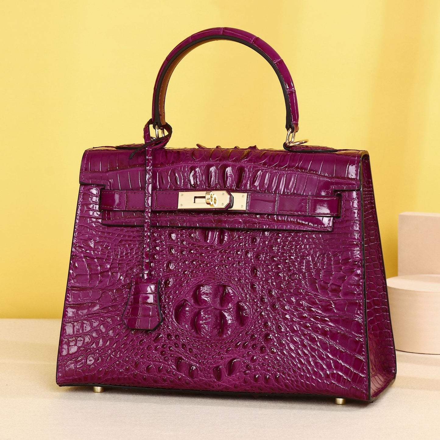 New Arrival Classic Croc-Effect Kelly-Inspired Bag for Women, A Versatile Top-Handle Crossbody Shoulder Handbag with High-End Outdoor Design