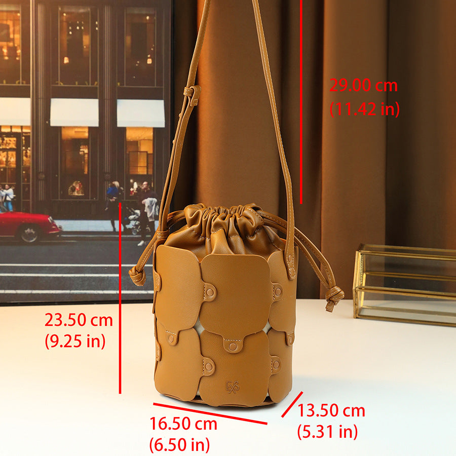 Patchwork Drawstring Bucket Bag for Women Large Capacity Shoulder Crossbody Handbag, Versatile Casual Purse with Stylish Design