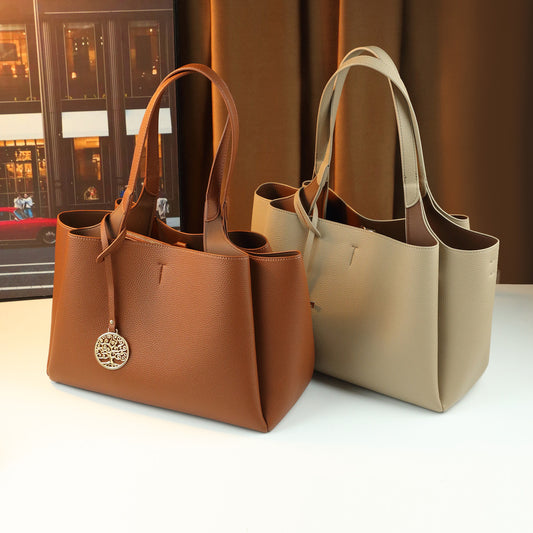 Pebble Grain Underarm Shoulder Bag for Women Light Luxury Long Strap Purse with Metal Charm, Large Capacity Versatile Everyday Handbag