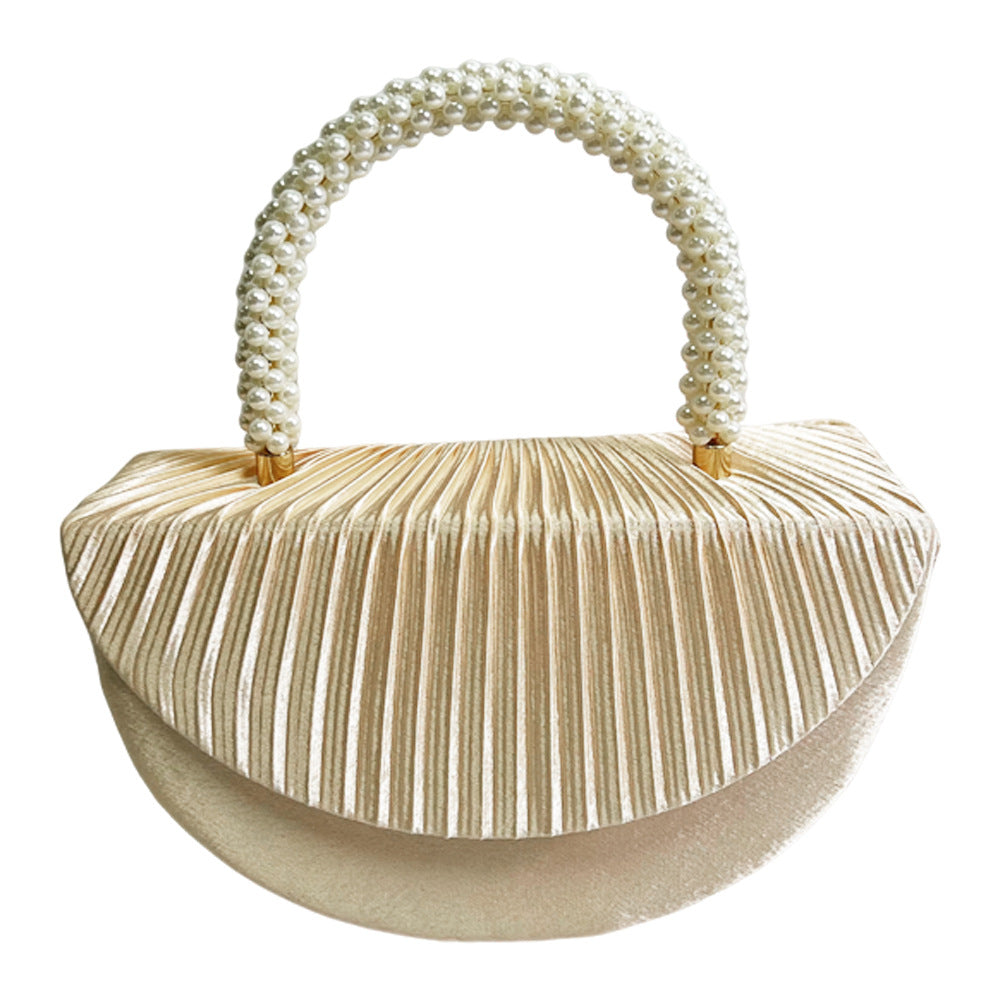 Women's Pleated Wedding Evening Bag, Elegant Top-Handle Purse for Birthday Banquet Formal Dress, Glamorous Party Clutch for Special Occasions